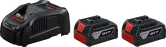 Bosch Starterset GAL 1880 CV Ladegerät mit zwei 18V 5Ah Akkus.