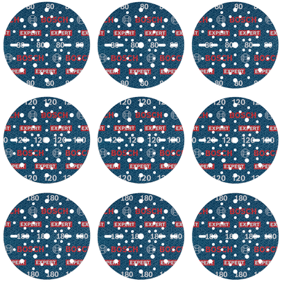 Bosch EXPERT O780 Folienschleifscheiben-Set, 150 mm, verschiedene Körnungen.