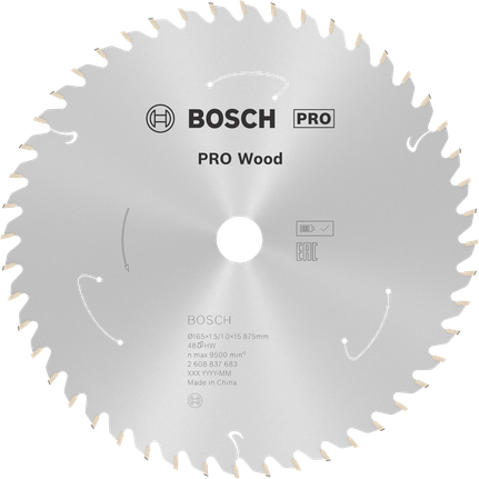 Bosch PRO Wood Kreissägeblatt, 165 mm T48.