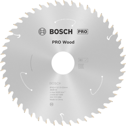 Bosch PRO Wood Akku-Kreissägeblatt 165mm T48.