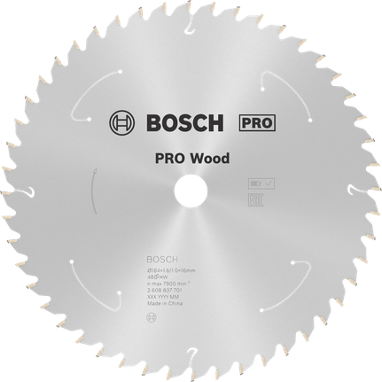 Bosch PRO Wood Kreissägeblatt 184mm 48T für Akkusägen.