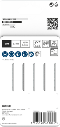 Bosch PRO Edelstahl Stichsägeblätter 83 mm 5er Pack.