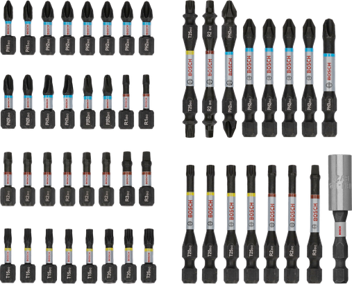Bosch PRO Schlagschrauber-Bitsatz, 48-teilig, sortierte Bits.