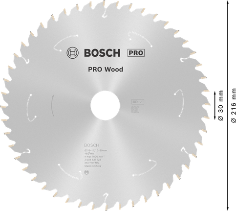 Bosch PRO Wood Kreissägeblatt 216 mm T48 für Akkusägen.