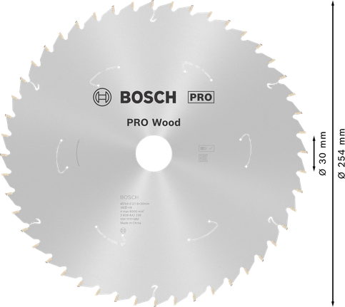 Bosch PRO Wood Kreissägeblatt 254 mm 48 Zähne für Akkusägen.