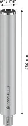 Bosch PRO Kernbohrer nass 72x450mm mit 1 1/4 Zoll UNC Schaft.