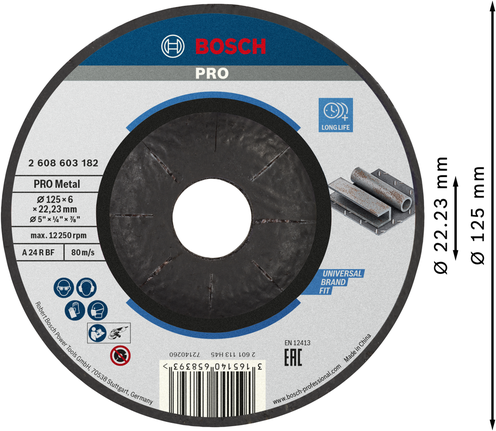 Bosch PRO Metallgebundene Schleifscheibe 125 x 6 x 22,23 mm.