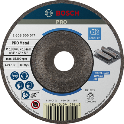 Bosch PRO Metall-Schleifscheibe, 100 x 6 x 16 mm.