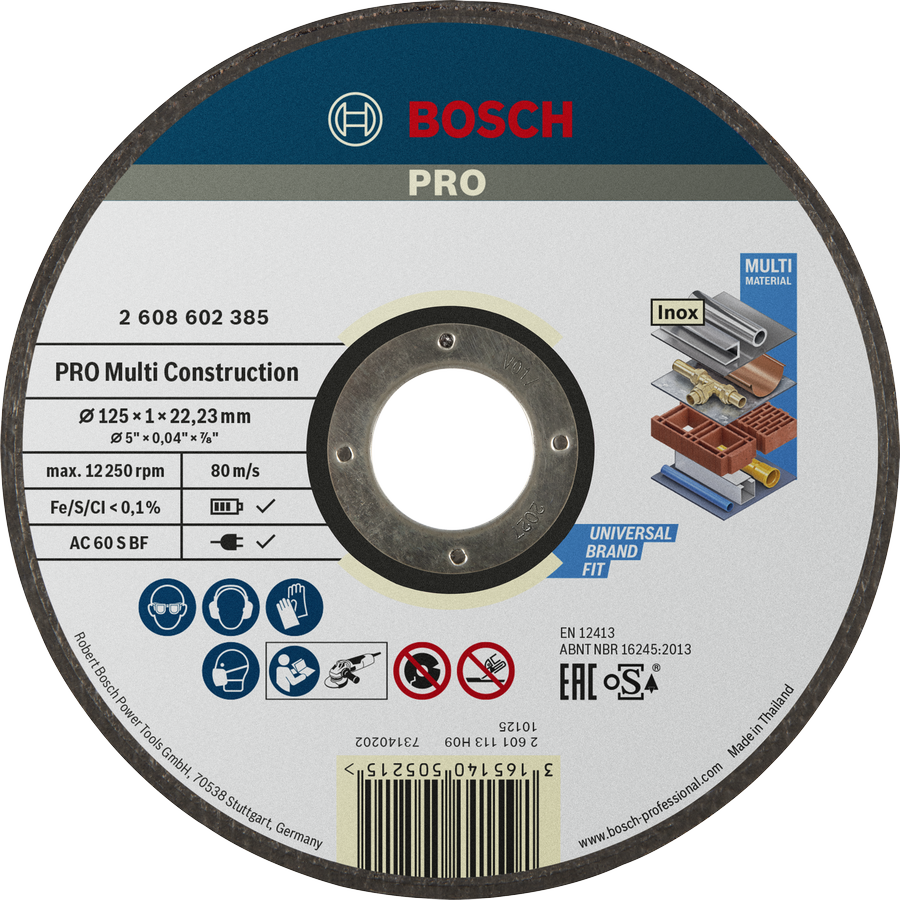 Bosch PRO Multi Material-Trennscheibe 125 mm für universelles Schneiden.