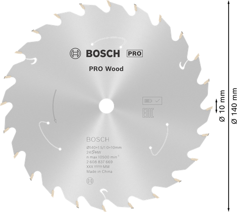 Akku-Kreissägeblatt 140 mm 24 Zähne von Bosch PRO Wood.