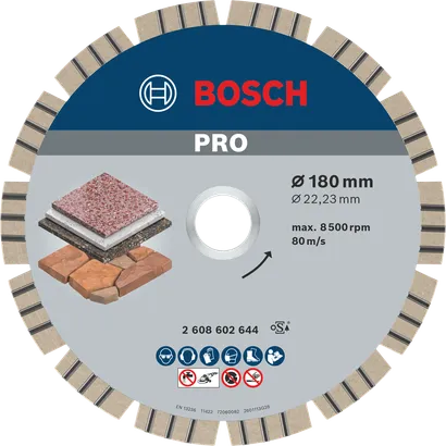 Bosch PRO Stone Diamantscheibe 180 mm zum Schneiden von Stein.