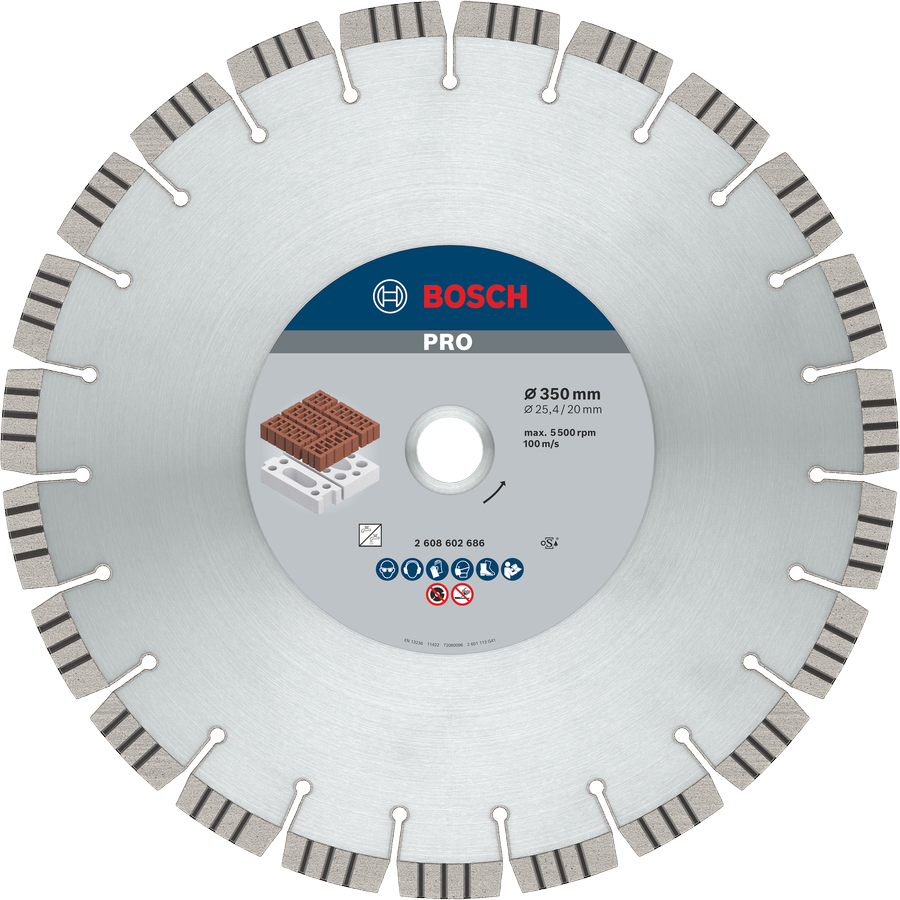 Bosch PRO Abrasive Diamantscheibe 350 mm zum Ziegelschneiden.
