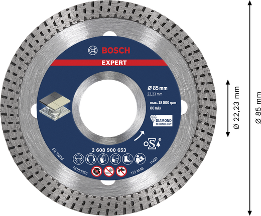 Bosch EXPERT HardCeramic Diamant-Trennscheibe 85 mm.