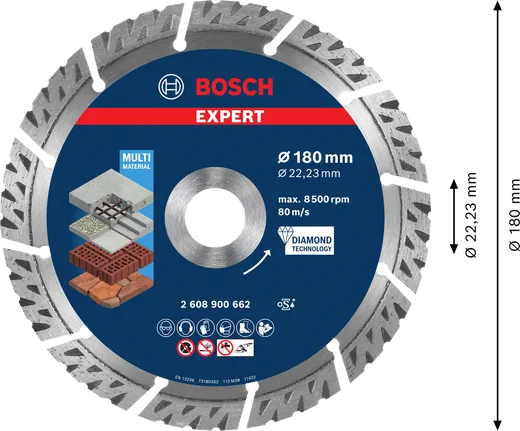 Bosch EXPERT Multi Material Diamanttrennscheibe 180 mm.