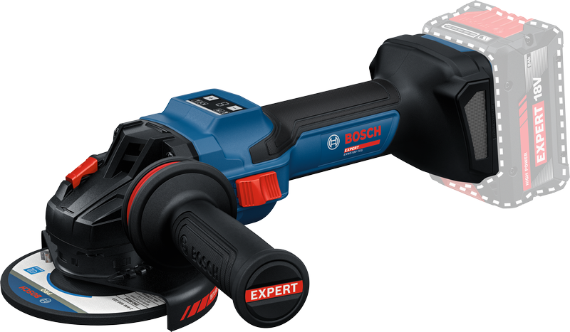 Akku-Winkelschleifer von Bosch mit EXPERT 18V Akkusystem.