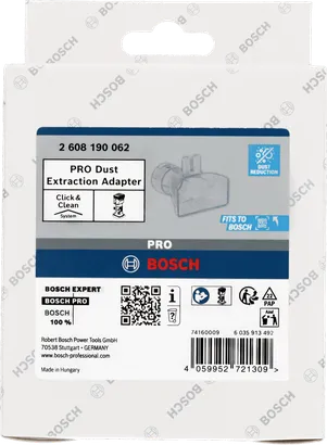 Verpackung des Bosch PRO Staubabsaugadapters.