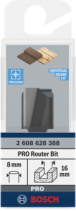 Bosch PRO Fräser gerade 16×19,6 mm 8 mm Schaft.