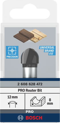 Bosch PRO Fräserkernkasten 12 mm Schaft 8 mm Radius.