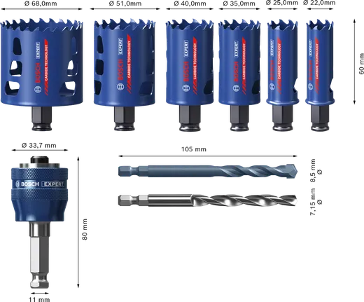 Bosch EXPERT Multi Material Power Change Plus Lochsägen-Set, 9-tlg.