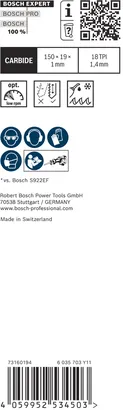 Bosch EXPERT Thin Tough Metal S 922 EHM Säbelsägeblatt.