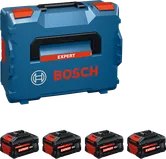 Bosch Set mit L-BOXX-Koffer und vier 18V Expert-Akkus.