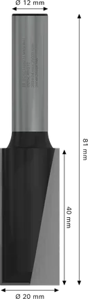 Bosch PRO Router-Geradfräser mit zwei Schneiden, 20 x 40 mm.