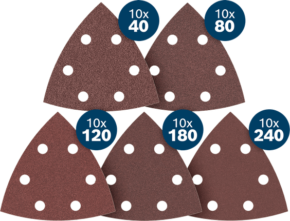 Bosch PRO F460 Schleifblatt-Set, verschiedene Körnungen.