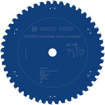 Akku-Kreissägeblatt Bosch EXPERT Stainless Steel, 203 mm.