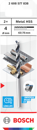 Bosch Metall-HSS-Spiralbohrer 4×75 mm.