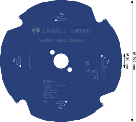 Bosch EXPERT Faserzement-Kreissägeblatt, 165 mm, 4 Zähne.