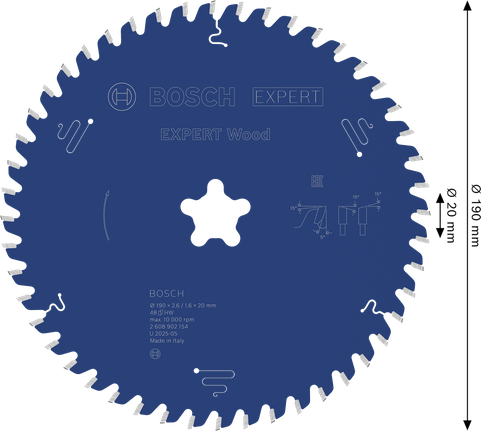 Bosch EXPERT Holz-Kreissägeblatt 190 mm für schnelles Holzschneiden.