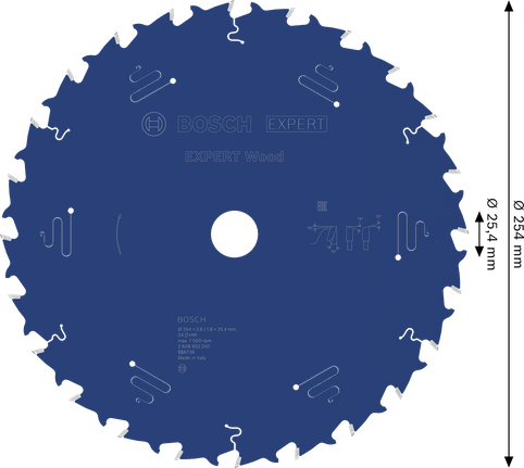 Bosch EXPERT Holz-Kreissägeblatt 254 mm T24.