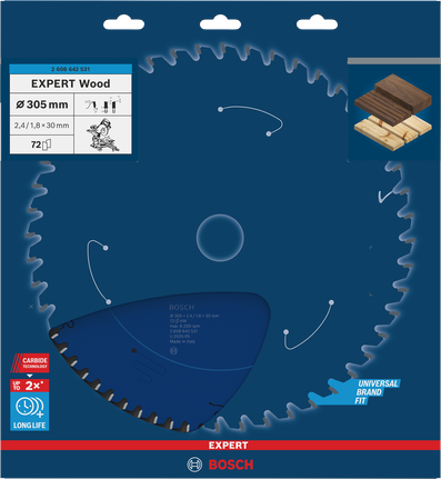 Bosch EXPERT Wood Kreissägeblatt 305×2,4/1,8×30 mm T72.