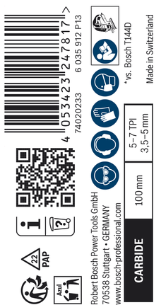 Hartmetall-Stichsägeblatt Bosch EXPERT Hardwood Fast T144DHM.