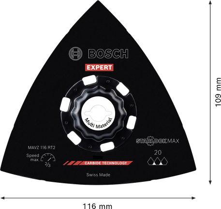 Bosch EXPERT MAVZ 116 RT2 Hartmetall-Schleifplatte, 116 mm.