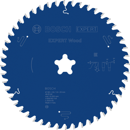 Bosch EXPERT Holzkreissägeblatt, 190 mm Durchmesser.