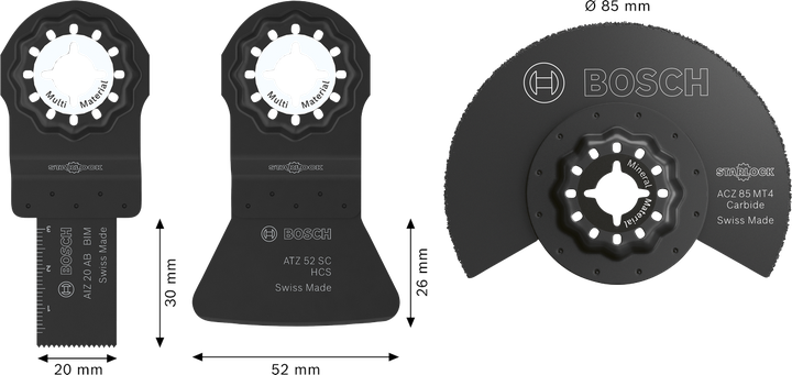 3-teiliges Fliesentrennscheiben-Set von Bosch zum Schneiden mit Multifunktionswerkzeugen.