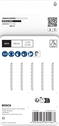 Bosch PRO Plastics PVC und PMMA saubere T102H Stichsägeblätter 100mm 5er-Pack.