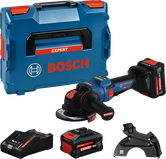 Bosch Akku-Winkelschleifer-Set mit Koffer und Zubehör.