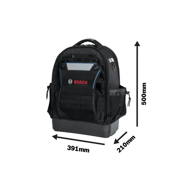 Bosch L-BOXX Contractor Rucksack mit Maßangaben.