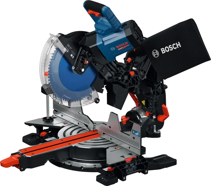 Bosch EXCM341-305GD Gehrungssäge mit Staubbeutel.