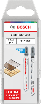 26er-Pack Stichsägeblätter Bosch T101BR mit EXPERT T128BHM.