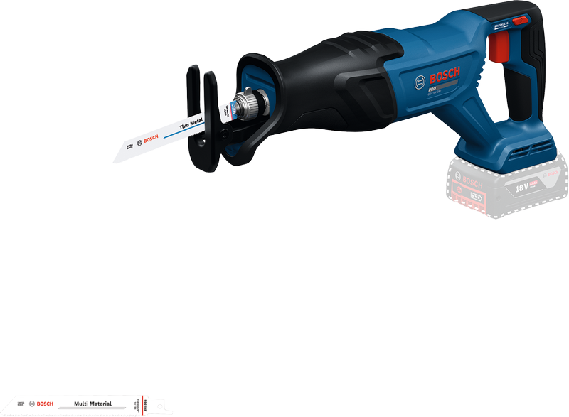 Bosch GSA 18V-28 Säbelsäge mit Sägeblatt.