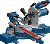 Bosch GCM305-216S Kapp- und Gehrungssäge mit offenem Untergestell.