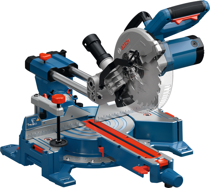 Bosch GCM305-216S Gehrungssäge mit Führungsschiene.