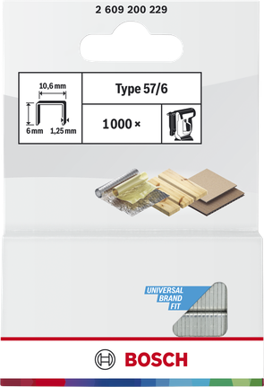 Bosch Flachdrahtklammern Typ 57/6 für universelle Passform.