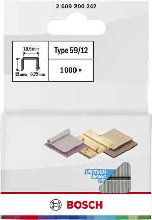 Bosch Feindrahtklammern Typ 59/12 für universelle Passform.