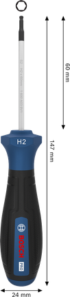 Bosch PRO Schraubendreher H2 x 60 mm mit ergonomischem Griff.