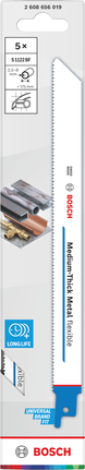 Bosch S 1122 BF mitteldickes, flexibles Metall-Säbelsägeblatt, 5er-Pack.