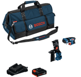 Bosch GBH 18V-22 X Bohrhammer mit Akku, Ladegerät und Tasche.